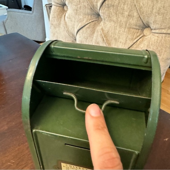 Vintage Mailbox Bank All American 9" Tall Steel Collection Box 1950/60s Green - Picture 6 of 16